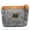 Mountain Made Wool and Pure Leather Luxury Travelers Small Cosmetic Bag, Toiletries, or Utility Bag For Students, Women and Men. Perfect size to fit inside your purse. view 1