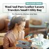 Mountain Made Wool and Pure Leather Luxury Travelers Small Cosmetic Bag, Toiletries, or Utility Bag For Students, Women and Men. Perfect size to fit inside your purse. view 2