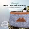 Mountain Made Wool and Pure Leather Luxury Travelers Small Cosmetic Bag, Toiletries, or Utility Bag For Students, Women and Men. Perfect size to fit inside your purse. view 3