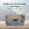 Mountain Made Wool and Pure Leather Luxury Travelers Small Cosmetic Bag, Toiletries, or Utility Bag For Students, Women and Men. Perfect size to fit inside your purse. view 4