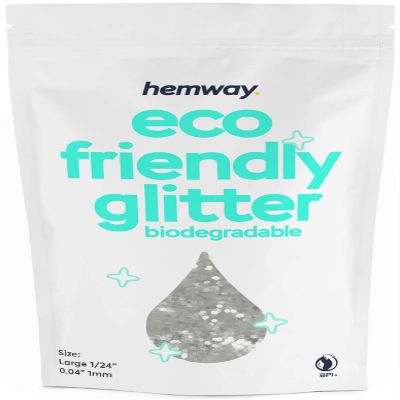 Hemway Biodegradable Glitter Eco Friendly - 100g/3.5oz Bio Cosmetic Safe Sparkle Vegan for Face Eyeshadow Body Hair Festival Makeup Craft - Super Chunky (1/8" 0.125" 3mm) - White Iridescent
