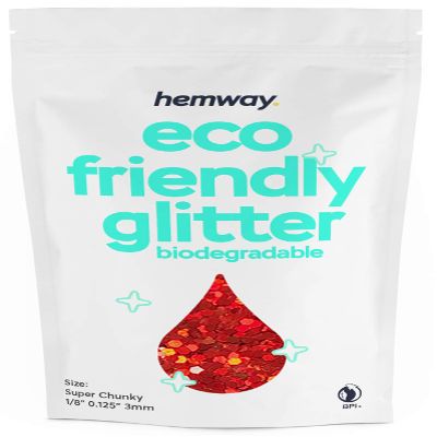 Hemway Biodegradable Glitter Eco Friendly - 100g/3.5oz Bio Cosmetic Safe Sparkle Vegan for Face Eyeshadow Body Hair Festival Makeup Craft - Super Chunky (1/8" 0.125" 3mm) - Red Holographic