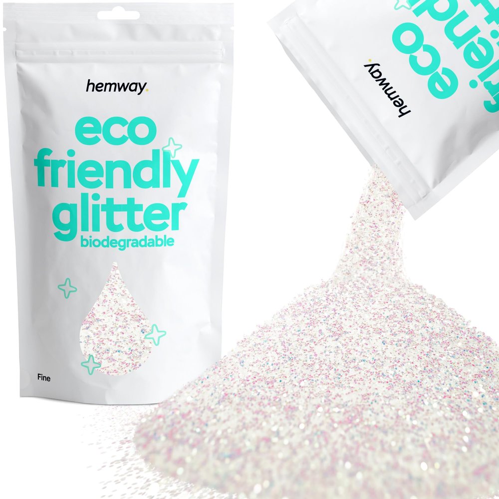 Hemway Biodegradable Glitter Eco Friendly - 100g/3.5oz Bio Cosmetic Safe Sparkle Vegan for Face Eyeshadow Body Hair Festival Makeup Craft - Fine (1/64" 0.015" 0.4mm) - Mother of Pearl Iridescent
