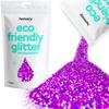 Hemway Eco Friendly Biodegradable Glitter 100g / 3.5oz Bio Cosmetic Safe Sparkle Vegan for Face, Eyeshadow, Body, Hair, Nail and Festival Makeup - Chunky (1/40" 0.025" 0.6mm) - Purple Holographic view 1