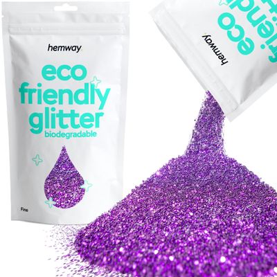 Hemway Eco Friendly Biodegradable Glitter 100g / 3.5oz Bio Cosmetic Safe Sparkle Vegan for Face, Eyeshadow, Body, Hair, Nail and Festival Makeup, Craft - Fine (1/64" 0.015" 0.4mm) - Purple