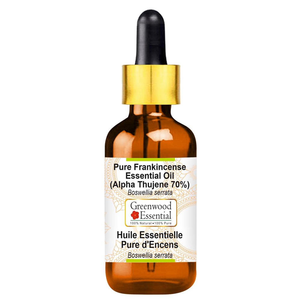 Greenwood Essential Pure Frankincense Essential Oil (Alpha Thujene 70%) Boswellia serrata with Glass Dropper 10ml (0.33 oz)