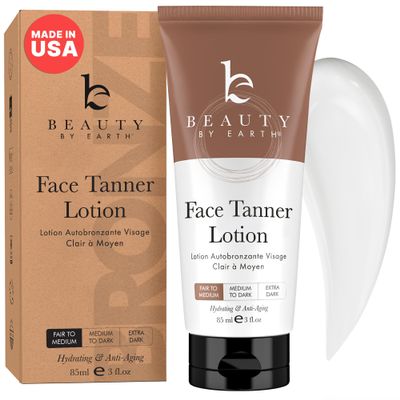 Face Tanner - USA Made with Natural & Organic Ingredients, Gradual Facial Self Tanner Lotion for Natural-Looking Fake Tan & Streak-Free Natural Glow