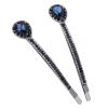 2PCS Lady Women Vintage Rhinestone Small Water droplets Bobby Pin Crystal Hair Pin Metal Hair Clips Hair Accessories (Blue) view 1