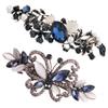 2PCS Women Crystal Rhinestones Hair Barrettes Flower Butterfly French Clip Vintage Spring Hair Clips Hair Accessories (A #) view 1