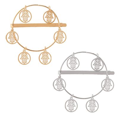 2 PCS Alloy Hollow Hairpin Hair Clip Bobby Pin Women Lady Hair Barrette Side Clip (Palm style)