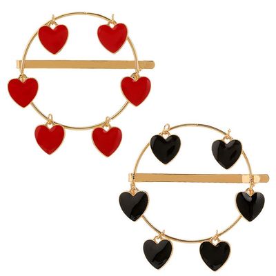 2 PCS Alloy Hollow Hairpin Hair Clip Bobby Pin Women Lady Hair Barrette Side Clip (Love style)