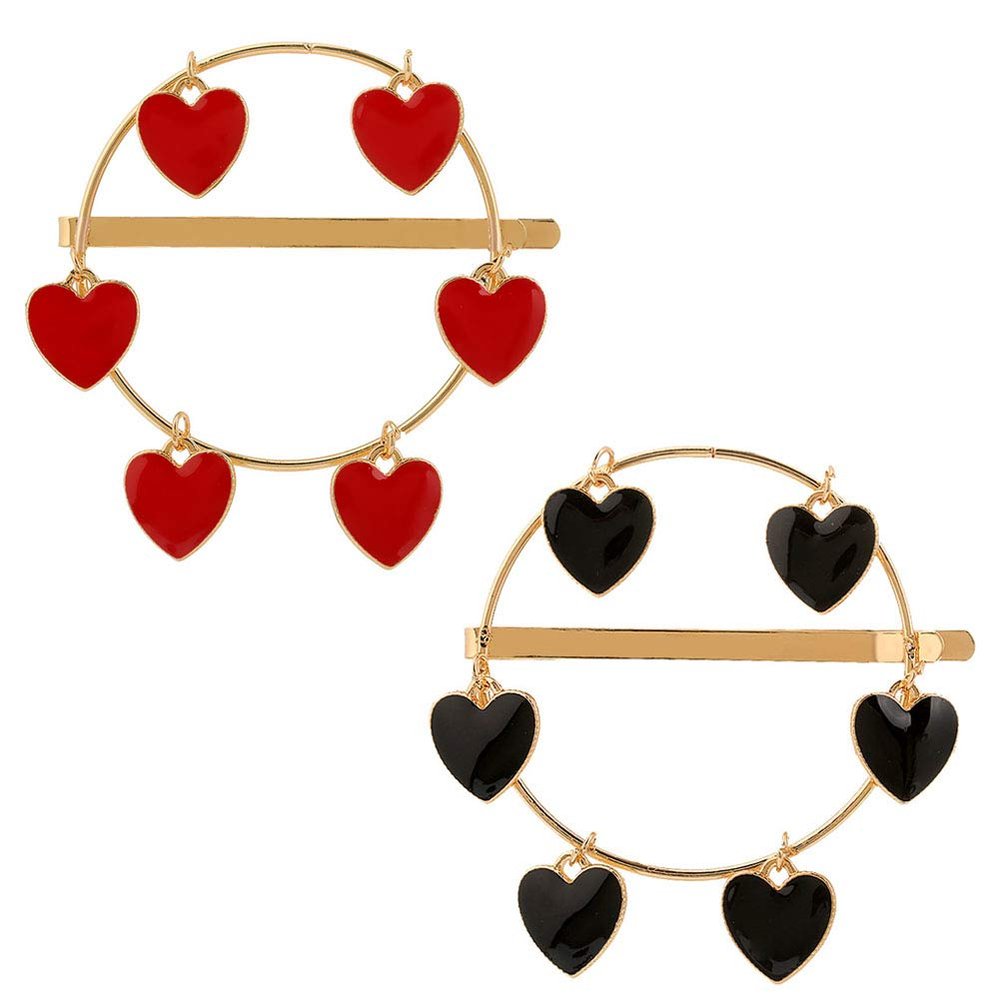 2 PCS Alloy Hollow Hairpin Hair Clip Bobby Pin Women Lady Hair Barrette Side Clip (Love style)