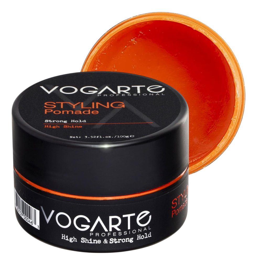 Vogarte Hair Styling Pomade for Men, Strong Hold with Medium Shine, Water-Based Hair Wax, Classic Gentleman Grooming Product, Flexible All-Day Hold, Easy Rinse, 3.52 oz