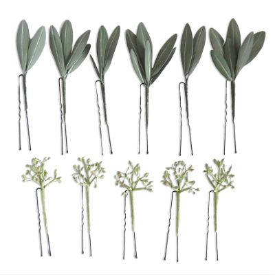 11 pcs Green Hair Pins Olive Leaves Eucalyptus Greenery Wedding accessories Grecian headpiece