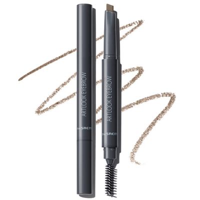 THESAEM Artlook Eyebrow Definer Pencil with Spoolie Brush 01 Brown  Long Lasting Eyebrow Makeup for Soft Textured with Vitamin E - Triangular Pencil