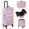 Wendy Ivan 3 in 1 Professional Aluminum Rolling Cosmetic Makeup Case,Trolley Artist Train Case Cosmetic Organizer with 4 Detachable Universal Wheels Tattoo Box Pink view 3
