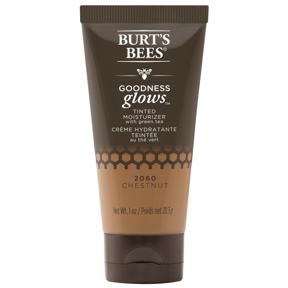 Burts Bees Goodness Glows Tinted Moisturizer, Rich in Antioxidants, Chestnut 1.0 Ounce