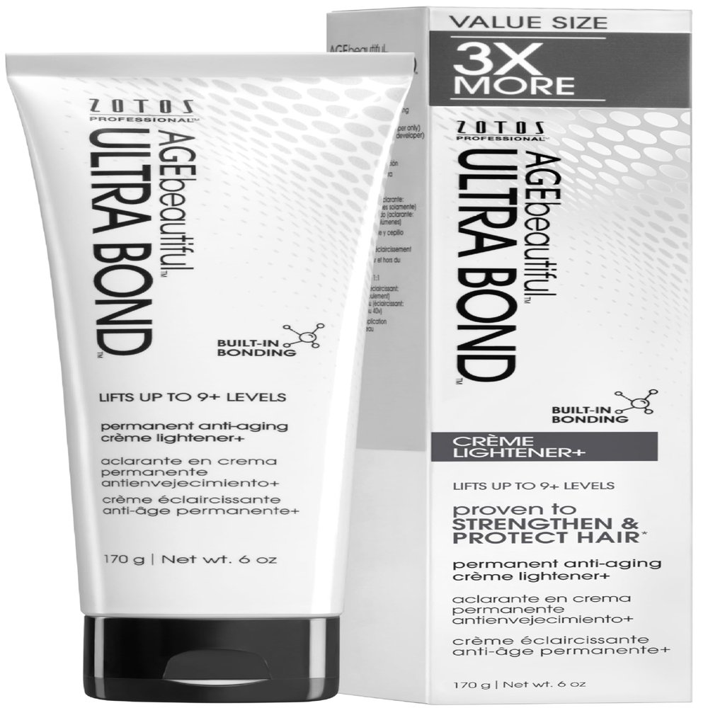 AGE beautiful Permanent Crme Hair Lightener with Ultra Bond Building | Strengthens, Protects & Nourishes | Lifts up to 9+ Levels | For Highlights & Lightening | 6 Oz
