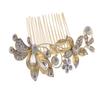 Alilang Golden Tone Flower Leaf Crystal Rhinestone Elegant Bridal Hair Comb view 1