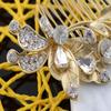 Alilang Golden Tone Flower Leaf Crystal Rhinestone Elegant Bridal Hair Comb view 3