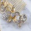 Alilang Golden Tone Flower Leaf Crystal Rhinestone Elegant Bridal Hair Comb view 4