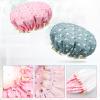 2 Packs Reusable Waterproof Shower Caps Double Layers Shower Caps With Elastic Edge Covering Ears Keeping Hair Dry Fitting Perfectly on Head for Girls and Women view 2