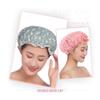 2 Packs Reusable Waterproof Shower Caps Double Layers Shower Caps With Elastic Edge Covering Ears Keeping Hair Dry Fitting Perfectly on Head for Girls and Women view 4