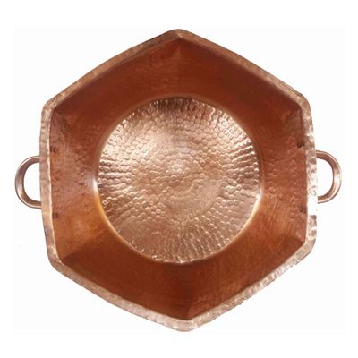 Polished Hexagonal Copper Foot Rub Spa Beauty Salon Massage Handles Pedicure Bowl