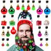 Konsait 20pcs Beard Ornaments Christmas Light Up Facial Hair Baubles Jingle Bells Beard Clips Beard Bulbs for Ugly Sweater Party Christmas Office Social Events New Year Festival Gift Christmas Decor view 1