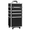 Anshunyin 4-in-1 Draw-bar Style Interchangeable Aluminum Rolling Makeup Case Makeup Train Case Lockable Trolley Cosmetic Organizer Trolley Travel Box 2 Wheels view 1