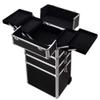 Anshunyin 4-in-1 Draw-bar Style Interchangeable Aluminum Rolling Makeup Case Makeup Train Case Lockable Trolley Cosmetic Organizer Trolley Travel Box 2 Wheels view 3