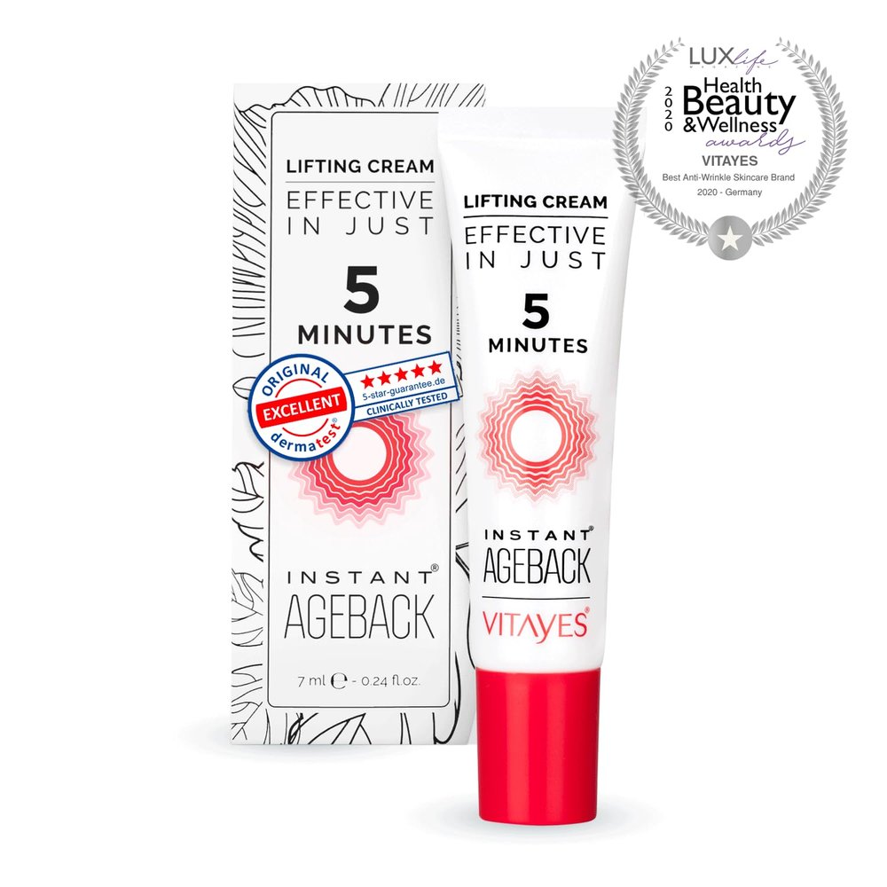 VITAYES Instant Ageback Lifting Cream, Dark Circle Bags Under Eye Remover, Anti Wrinkle and Fine Lines Face Lift Cream 0.24 Oz