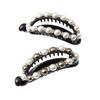 2 Pcs Fashion Hollow Imitation Pearls Banana Hair Clip Elegant Rhinestone Hairpins Ponytail Holder Woman Hair Accessories view 1