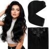 Ve Sunny Human Hair Clip in Extensions Black Clip in Hair Extensions Clip in Extensions Real Human Hair 24inch Long Straight Hair Like Your Own Hair 7pcs 120g view 1