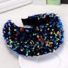 2PCS Women Girls Sparkle wide-Brimmed Hair Band Sweet Reversible Sequin Headband Hair Hoops Hair Accessories (Pink + Blue) view 2