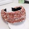 2PCS Women Girls Sparkle wide-Brimmed Hair Band Sweet Reversible Sequin Headband Hair Hoops Hair Accessories (Pink + Blue) view 3