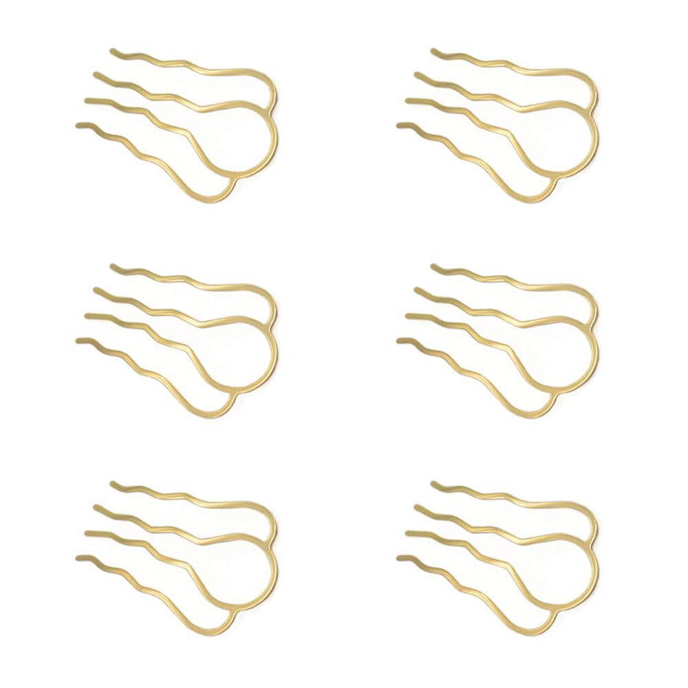 6 Pieces 4 Teeth Hair Combs Pins Brass Hair Fork Clips Hair Bun Plug Holder Hairside Comb Clip for Women, Small 46 x 26mm, Golden