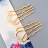 6 Pieces 4 Teeth Hair Combs Pins Brass Hair Fork Clips Hair Bun Plug Holder Hairside Comb Clip for Women, Small 46 x 26mm, Golden view 2