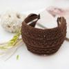 2 PCS Women Lady Fashion Vintage Handmade Woven Wide Hairband Retro Fabric Knitting Hard Headband Headwear (Red Wine+Brown) view 4