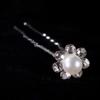 Bridal Crystal Rhinestone Pearl Flower Hair Pins - 24-Pack (Silver) view 1