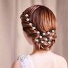 Bridal Crystal Rhinestone Pearl Flower Hair Pins - 24-Pack (Silver) view 2