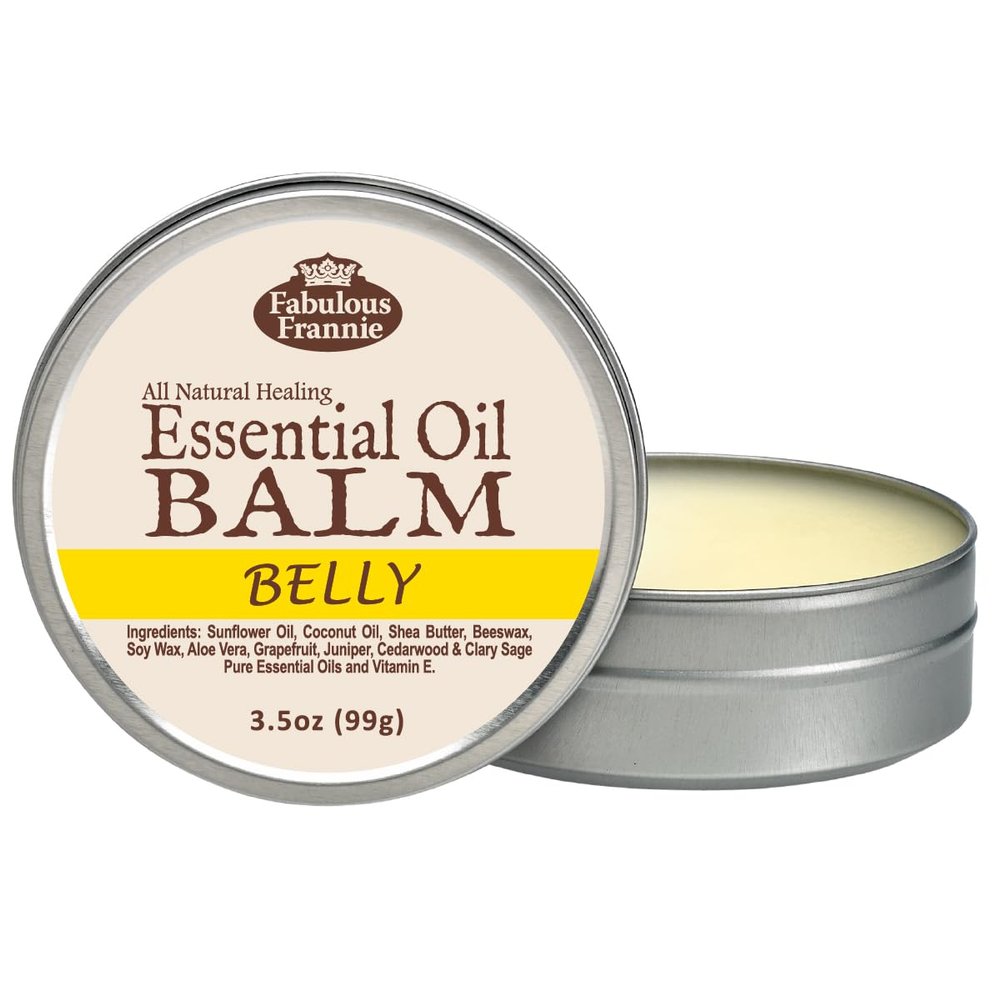 Fabulous Frannie Belly All Natural Essential Oil Healing Balm made with Sunflower Oil, Coconut Oil, Shea Butter, Beeswax, Soy Wax, Aloe Vera and Pure Essential Oils 3.5oz Tin
