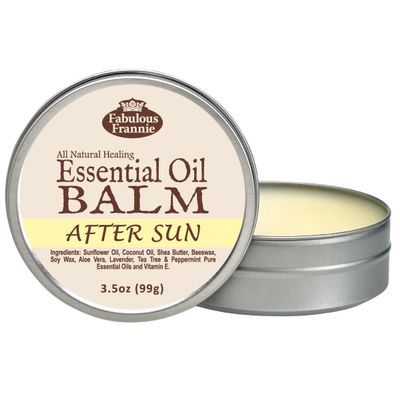 Fabulous Frannie After Sun All Natural Essential Oil Healing Balm made with Sunflower Oil, Coconut Oil, Shea Butter, Beeswax, Soy Wax, Aloe Vera and Pure Essential Oils 3.5oz Tin