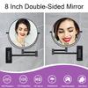 LANSI Wall Mounted Magnifying Makeup Mirror with 1X 10X Magnification and Extendable Arm, 8 Inch Double Sided Vanity Mirror for Bathroom, Wall Mirror for Teen Girls, Women, Matte Black view 3