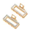 Set of 2 Metal Hair Claw Clips with Rhinestone or Imitation Pearl Non Slip Hair Clamp Jaw Clip (Rectangle) view 1