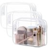 PACKISM TSA Approved Toiletry Bag - Clear Makeup Bag 3 Pack Medium, Quart Size Bag with Metal Smooth Zipper, Multi-use Storage Travel Makeup Pouch for Women, Airport Airline Compliant Bag, White view 1
