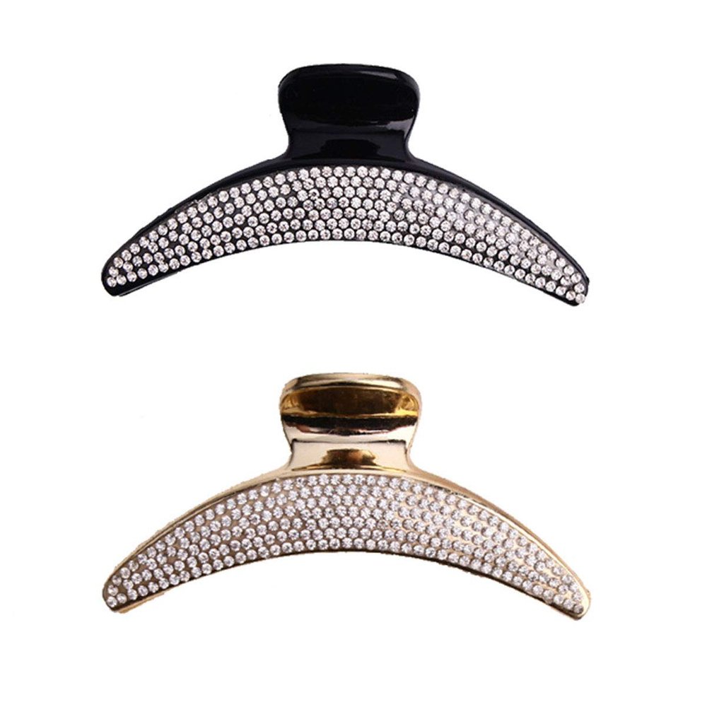 2 Pcs Sparkly Full Rhinestone Crystal Plastic Moon Shape Hair Claw Clips Strong Grips Jaw Clip Hair Clip Hair Pin Clamp Hair Accessories for Women
