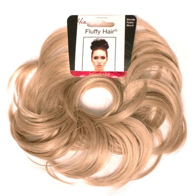 Mia Fluffy Hair Ponytail Wrap, Synthetic Hair Ponytail Holder, Messy Bun Hair Accessory for Women, Teens, Stylists - Blonde Color
