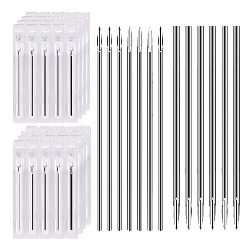 ATOMUS Body Piercing Needles, 14G 16G Stainless Steel Sterile Disposable Ear Nose Navel Nipple Lip Piercing Needles (20pcs 14G + 20pcs 16G)