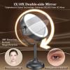 VESAUR Professional 8.5" Lighted Makeup Mirror, 1X/10X Double Sided HD Undistorted Magnifying Mirror with 3 Color 90 Dimmable LED lights, 360 Rotation Vanity Mirror, Unique Black Nickel with Gift Box view 2